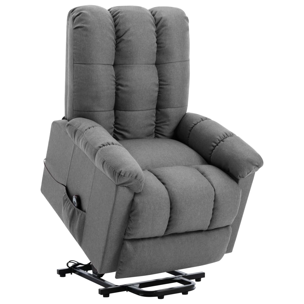 vidaXL Power Lift Recliner Light Gray Fabric