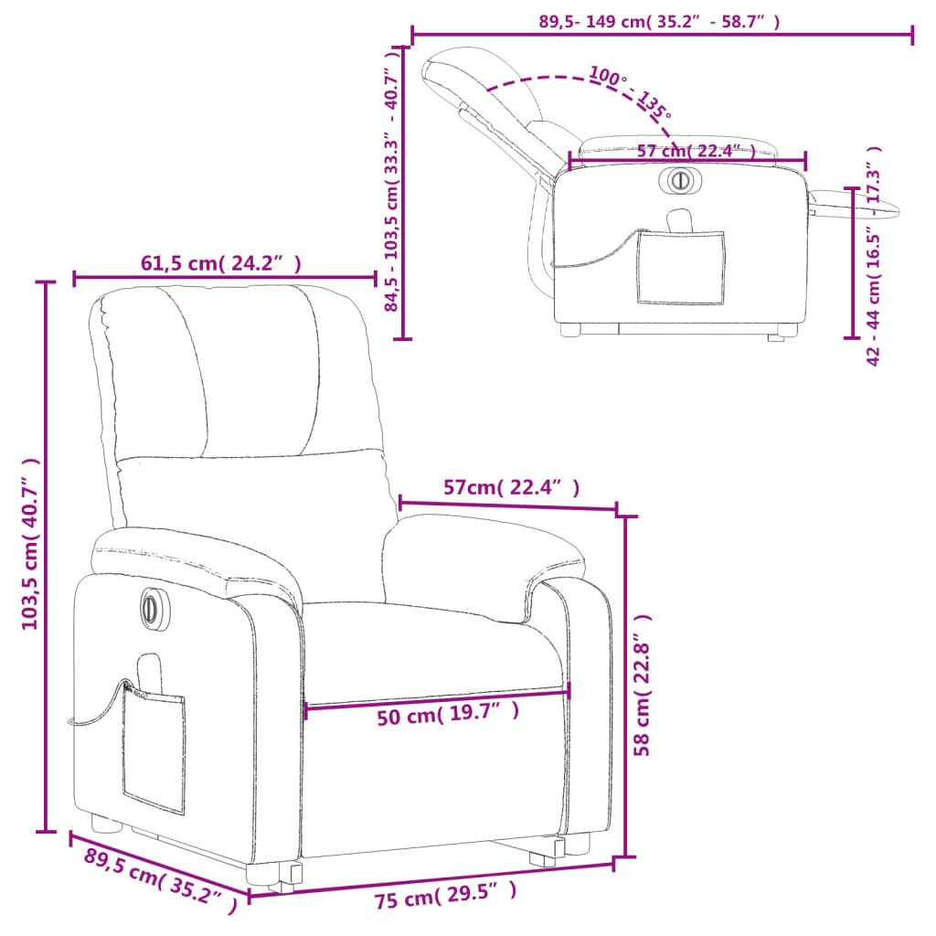 vidaXL Electric Stand up Massage Recliner Chair Brown Microfiber Fabric