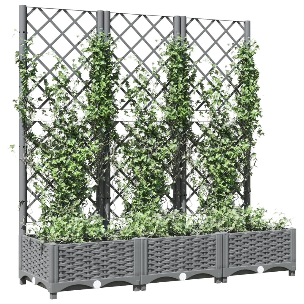 vidaXL Garden Planter with Trellis Light Gray 47.2"x15.7"x47.8" PP