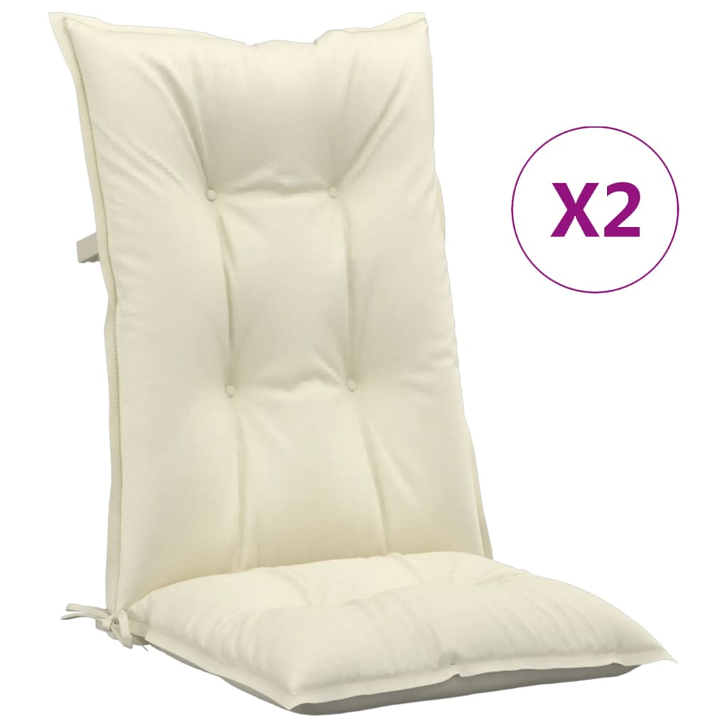 vidaXL Garden Highback Chair Cushions 2 pcs Cream 47.2"x19.7"x2.8" Fabric