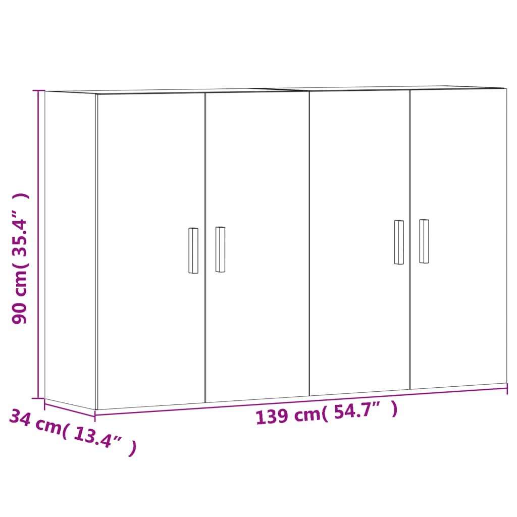 vidaXL Wall Mounted Cabinets 2 pcs White Engineered Wood