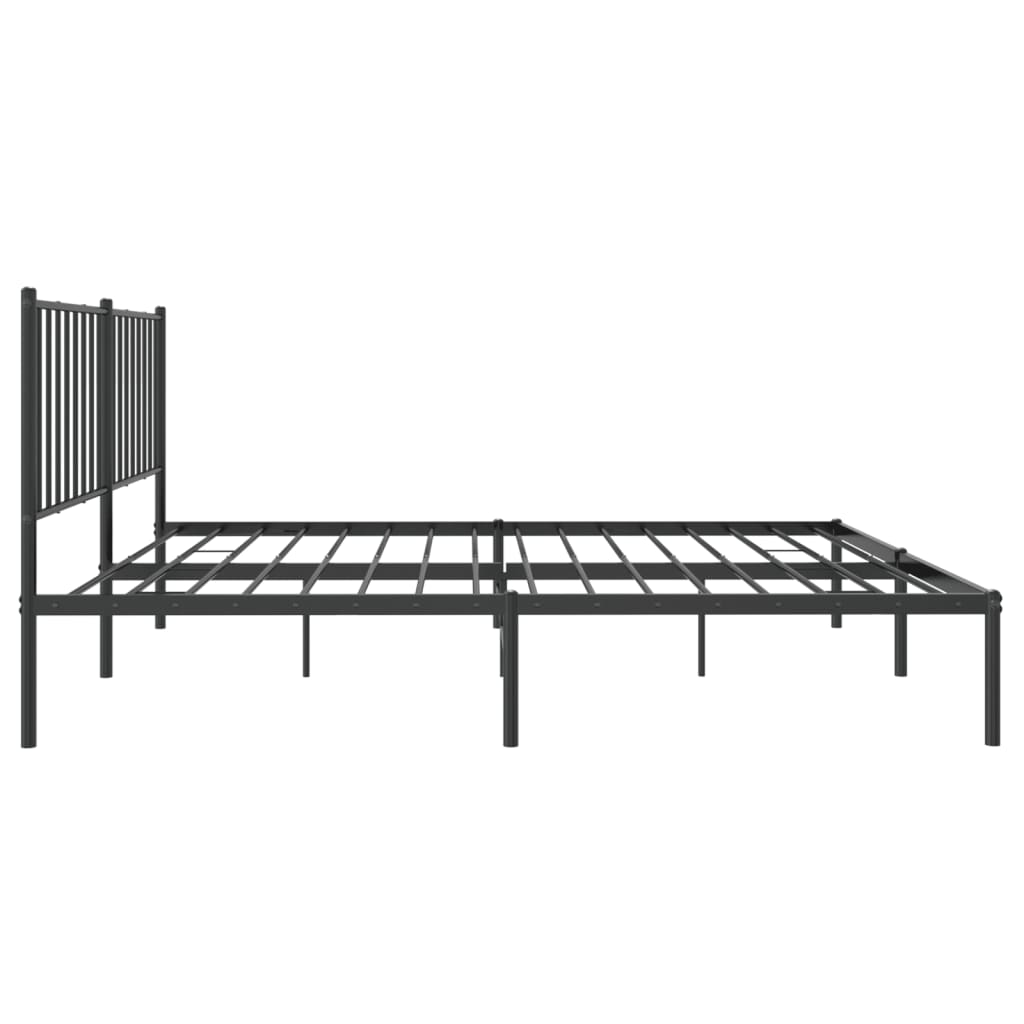 vidaXL Metal Bed Frame without Mattress with Headboard Black 53.1"x74.8"