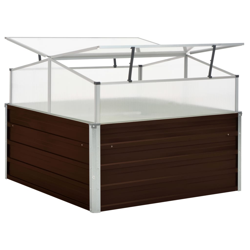 vidaXL Greenhouse Brown 39.4"x39.4"x33.5" Galvanized Steel