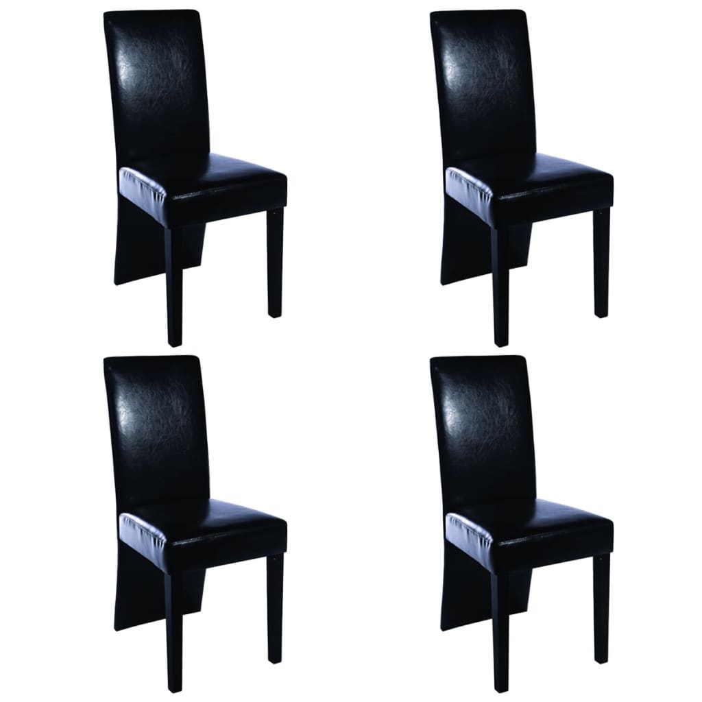 vidaXL Dining Chairs 4 pcs Black Faux Leather