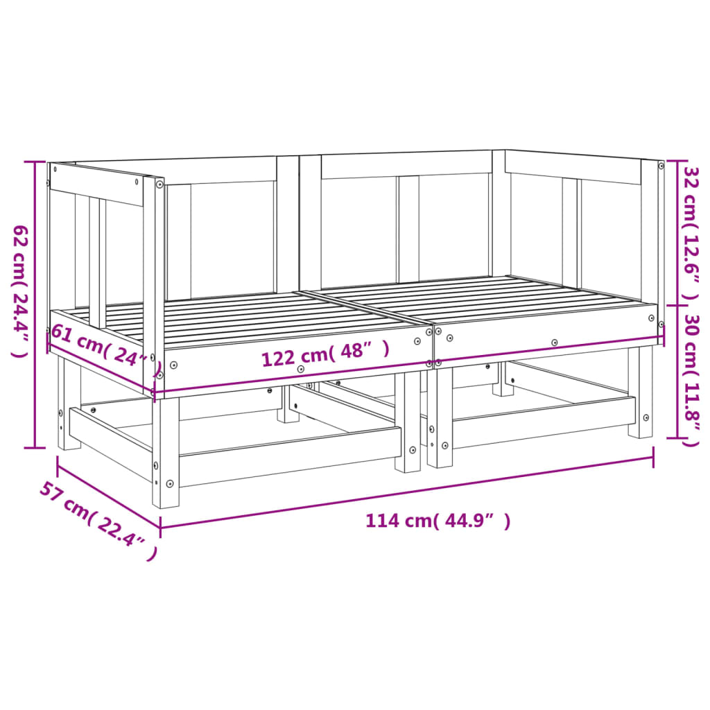 vidaXL Patio Corner Sofas 2 pcs White Solid Wood Pine