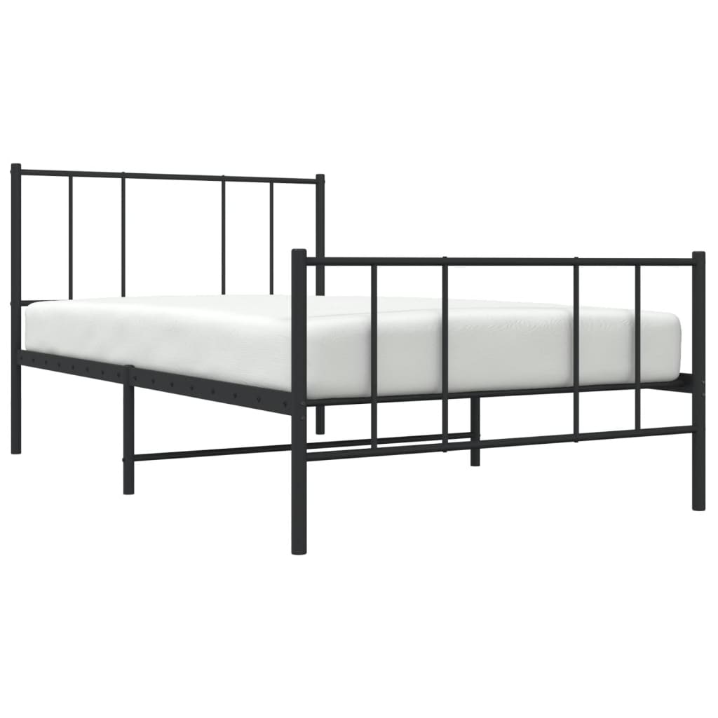 vidaXL Metal Bed Frame without Mattress with Footboard Black 39.4"x74.8"