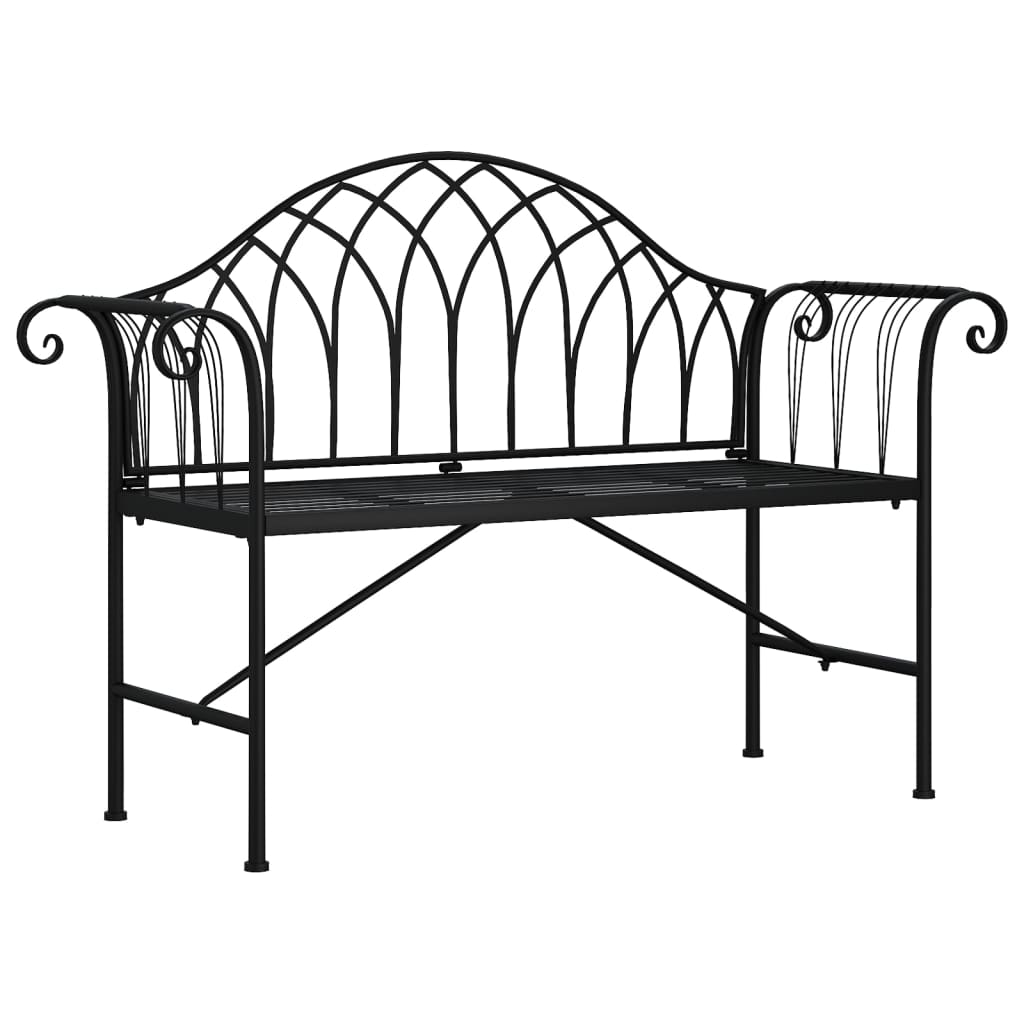 vidaXL 2-Seater Patio Bench 50.4" Black Steel