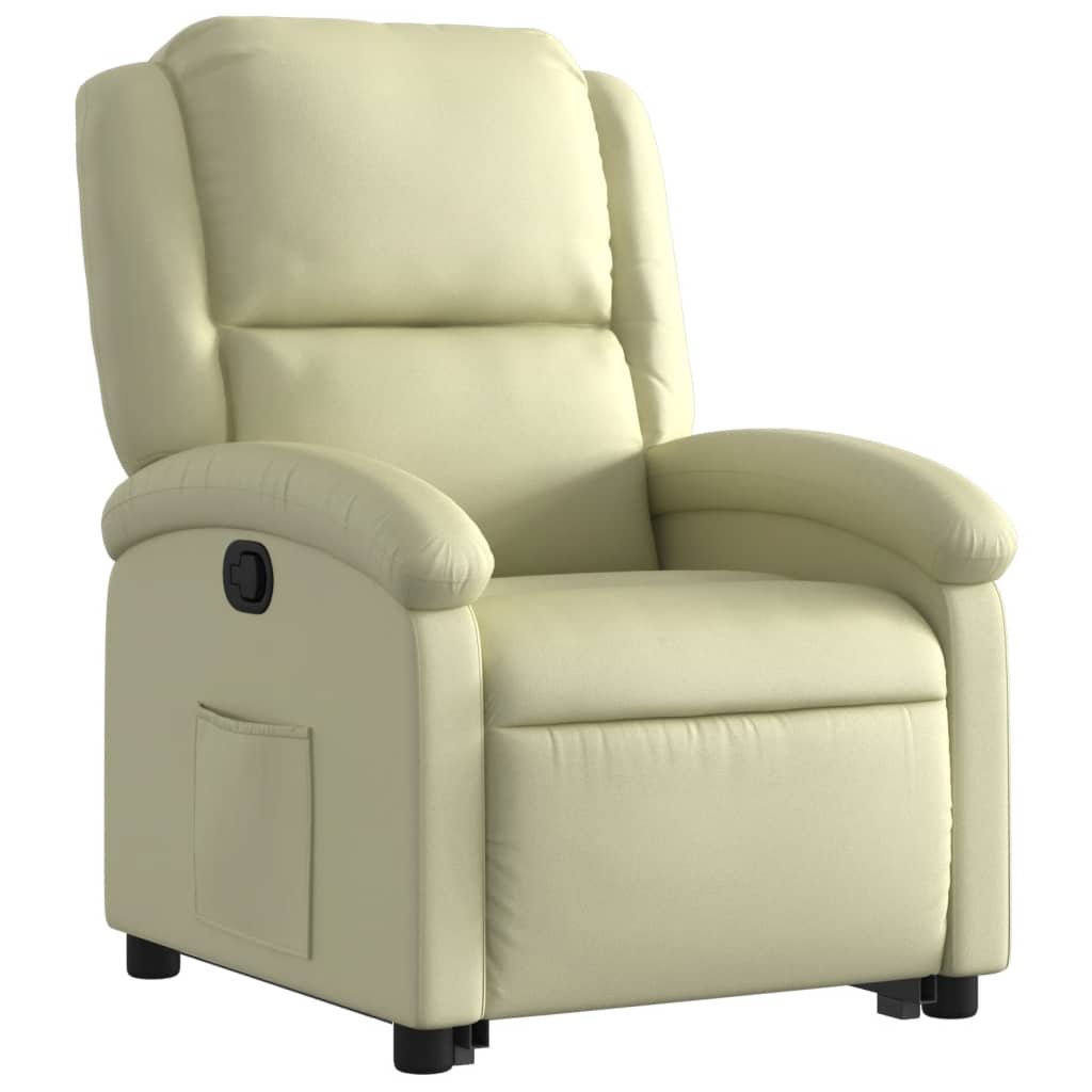 vidaXL Stand up Recliner Chair Cream Real Leather