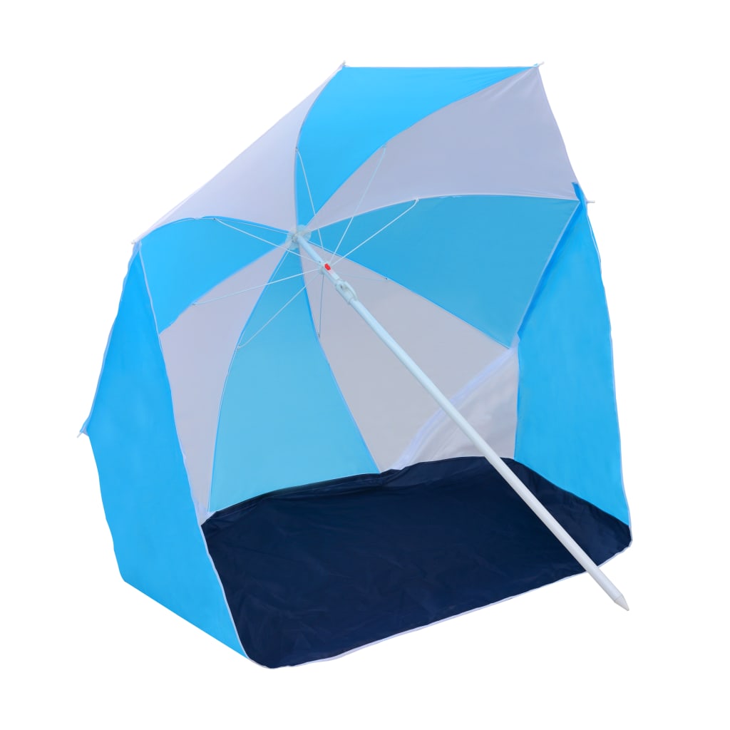 vidaXL Beach Umbrella Shelter Blue and White 70.9" Fabric