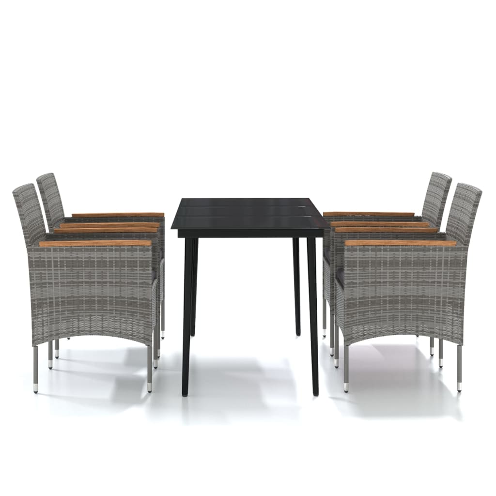 vidaXL 5 Piece Patio Dining Set with Cushions Gray and Black