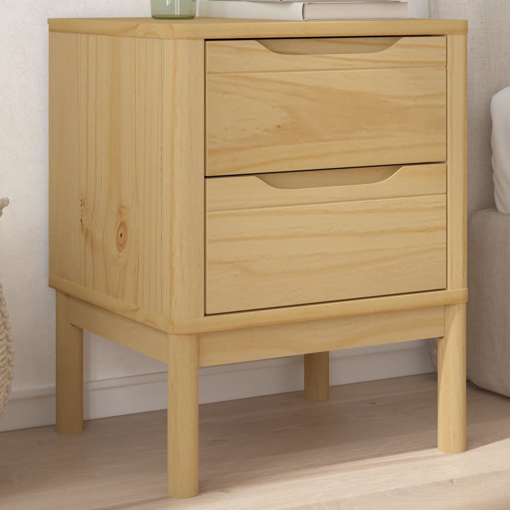 vidaXL Bedside Cabinet FLORO Wax Brown 17.7"x15.4"x22.4" Solid Wood Pine