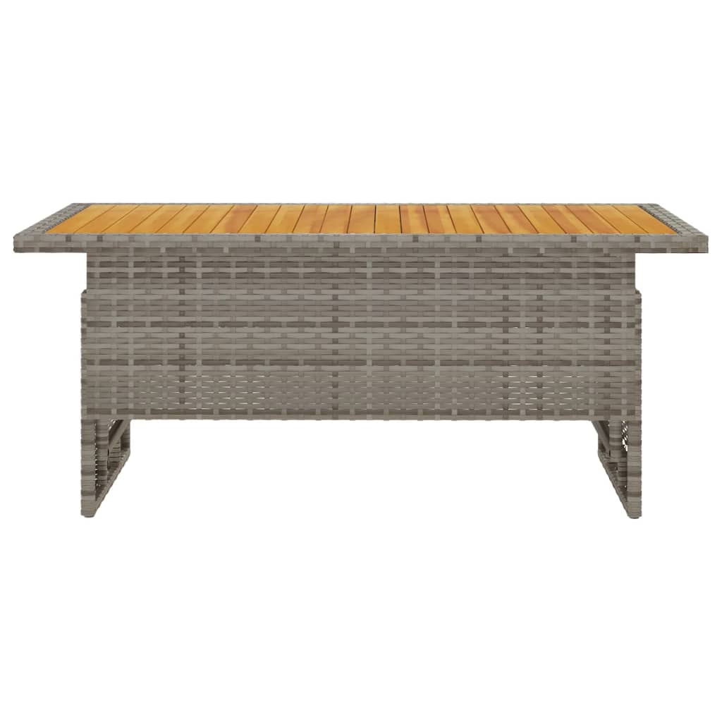 vidaXL Patio Table Gray 39.4"x19.7"x16.9"/24.8" Solid Wood Acacia&Poly Rattan