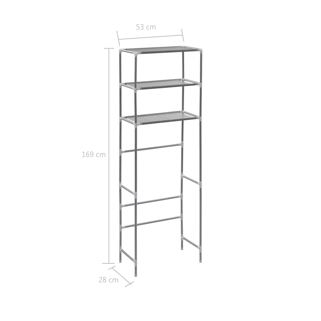 vidaXL 3-Tier Storage Rack over Toilet Silver 20.9"x11"x66.5"