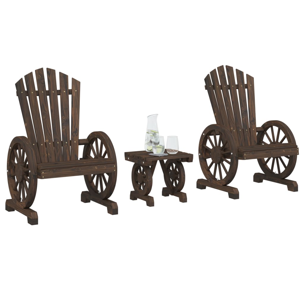 vidaXL 3 Piece Patio Lounge Set Solid Wood Fir