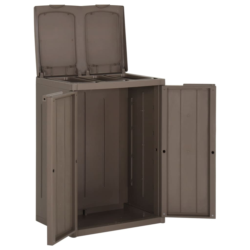 vidaXL Trash Bin with 2 Doors Brown 25.6"x17.7"x34.6" PP