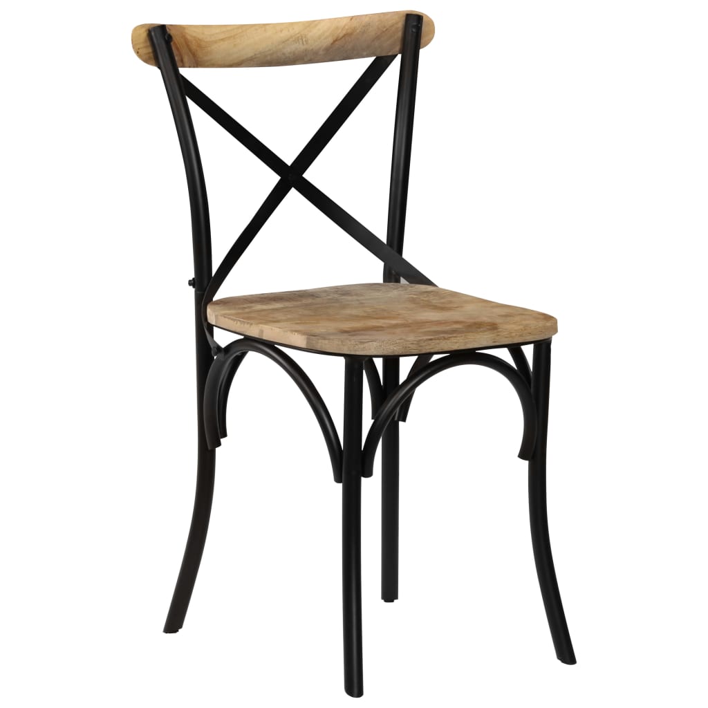 vidaXL Cross Chairs 4 pcs Black Solid Mango Wood