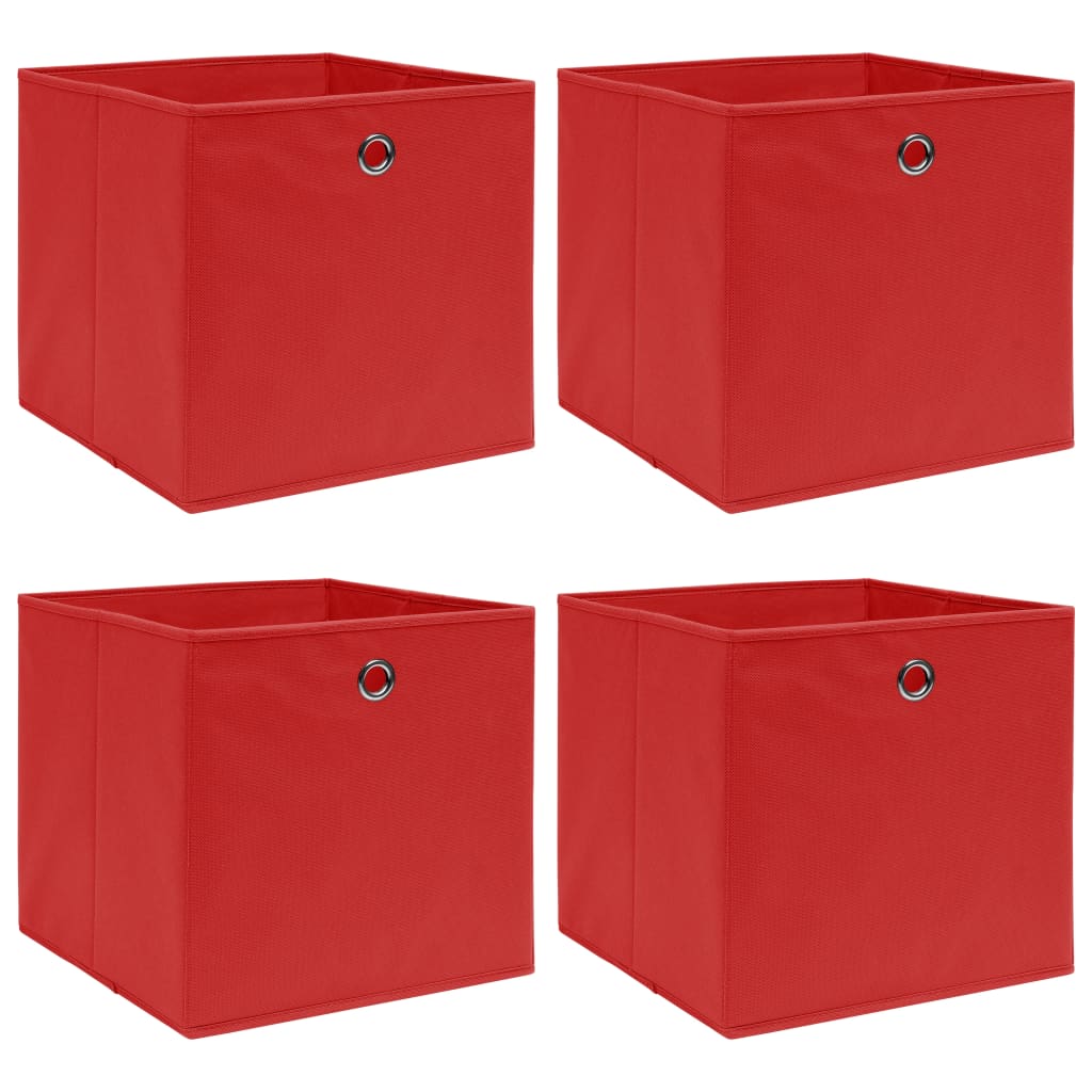 vidaXL Storage Boxes 4 pcs Red 12.6"x12.6"x12.6" Fabric