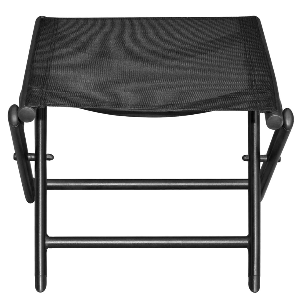 vidaXL Folding Footstool Black Aluminum and Textilene