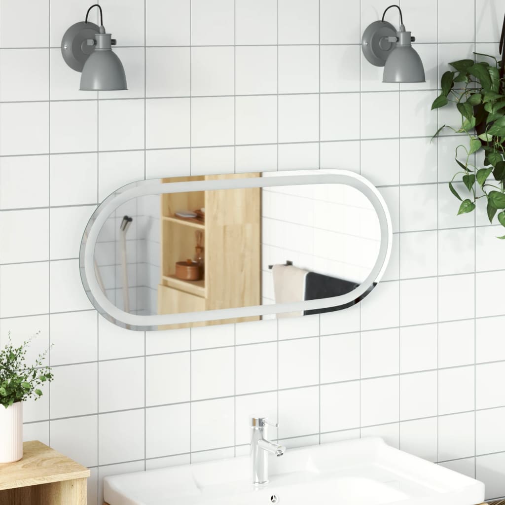 vidaXL LED Bathroom Mirror 35.4"x15.7" Oval