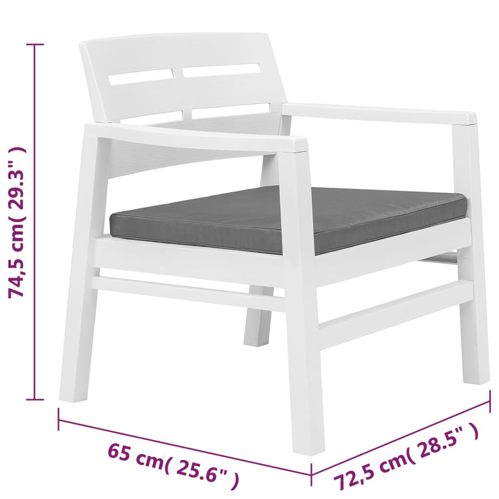 vidaXL 4 Piece Patio Lounge Set Plastic White