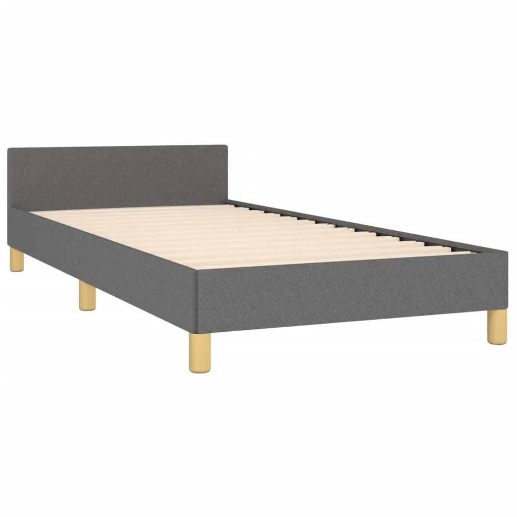 vidaXL Bed Frame with Headboard Dark Gray 39.4"x79.9" Twin XL Fabric