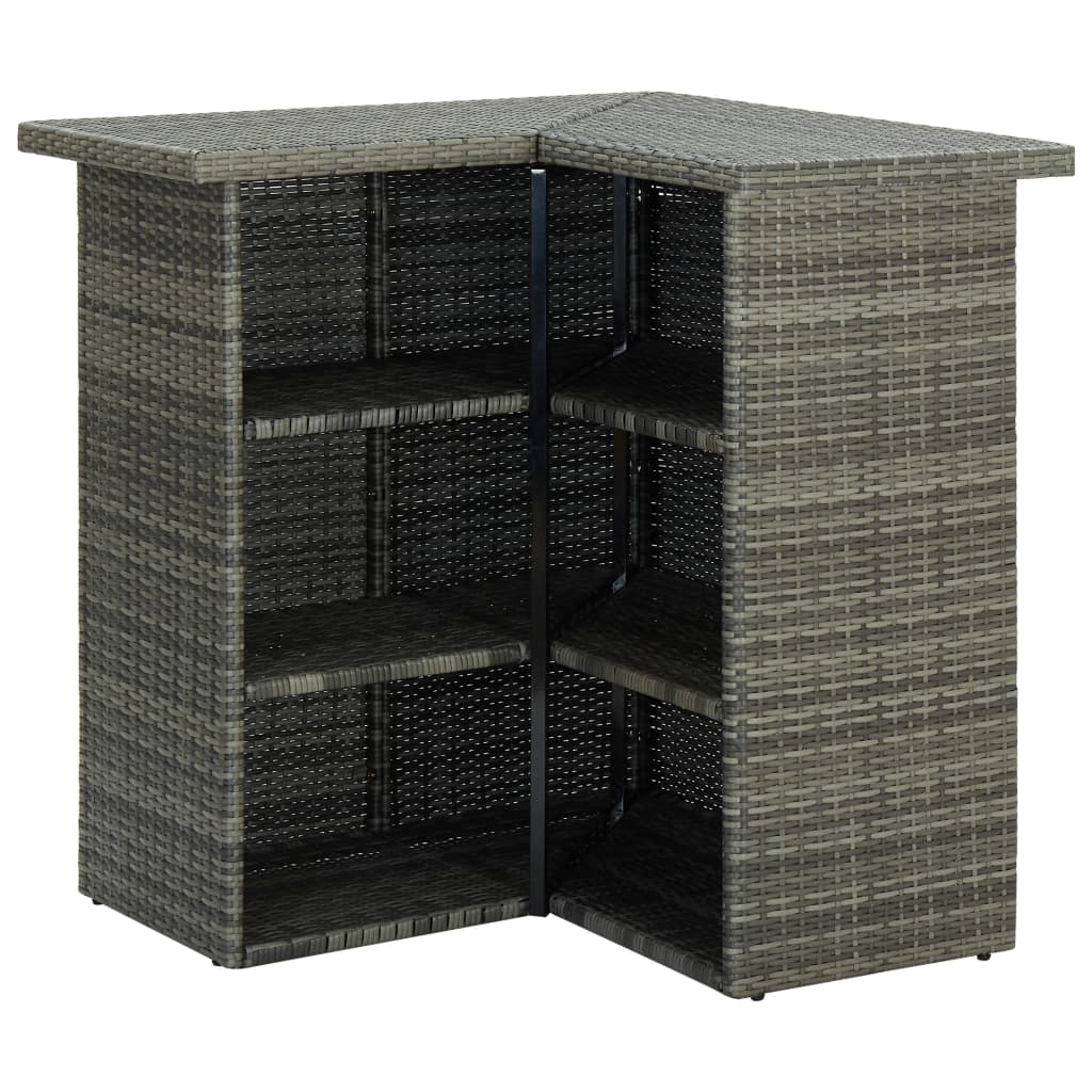 vidaXL Corner Bar Table Gray 39.4"x19.7"x41.3" Poly Rattan