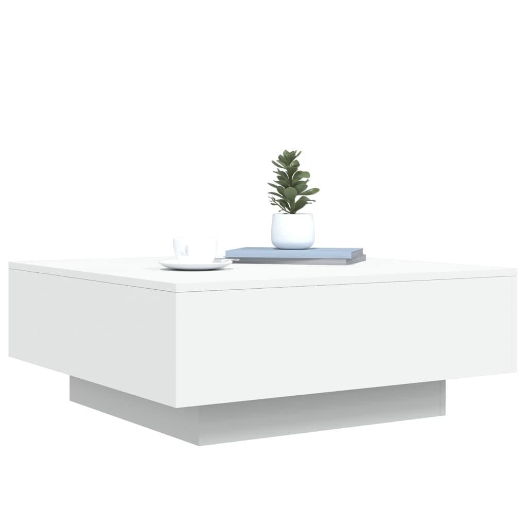 vidaXL Coffee Table with LED Lights White 31.5"x31.5"x12.2"