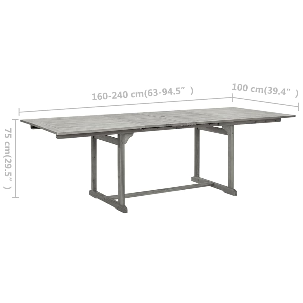 vidaXL Patio Dining Table (63"-94.5")x39.4"x29.5" Solid Acacia Wood