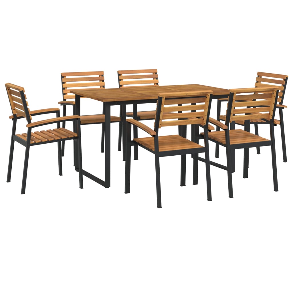 vidaXL 7 Piece Patio Dining Set Solid Wood Acacia and Metal