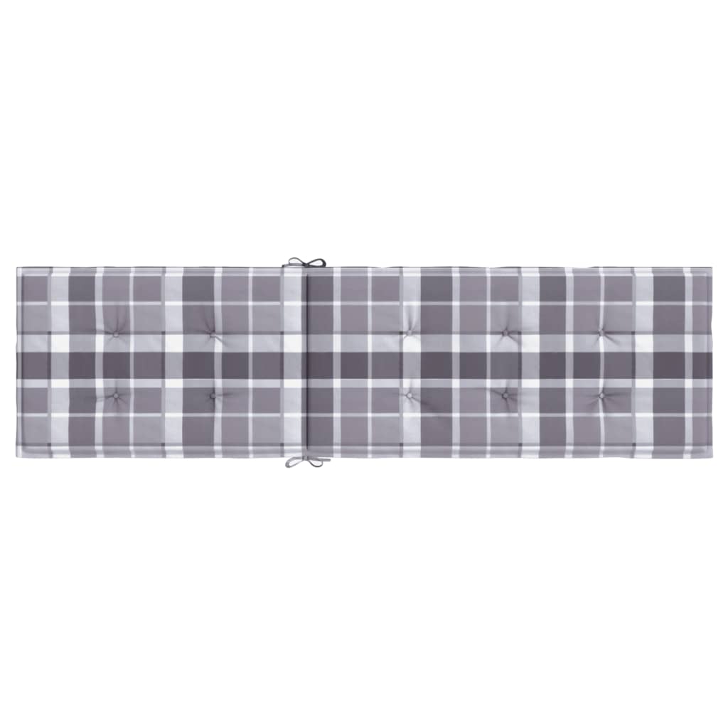 vidaXL Deck Chair Cushion Gray Check Pattern (29.5"+41.3")x19.7"x1.6"