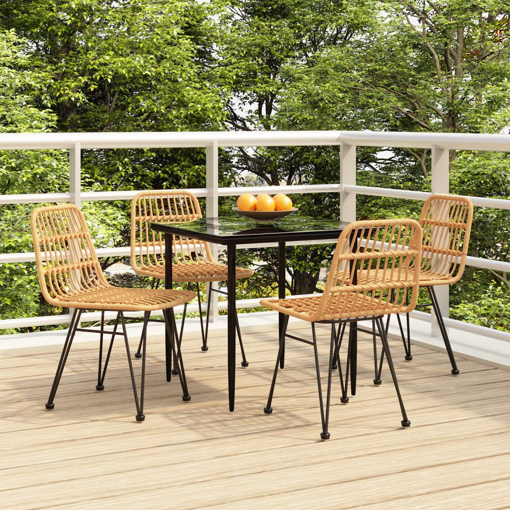 vidaXL 5 Piece Patio Dining Set Poly Rattan