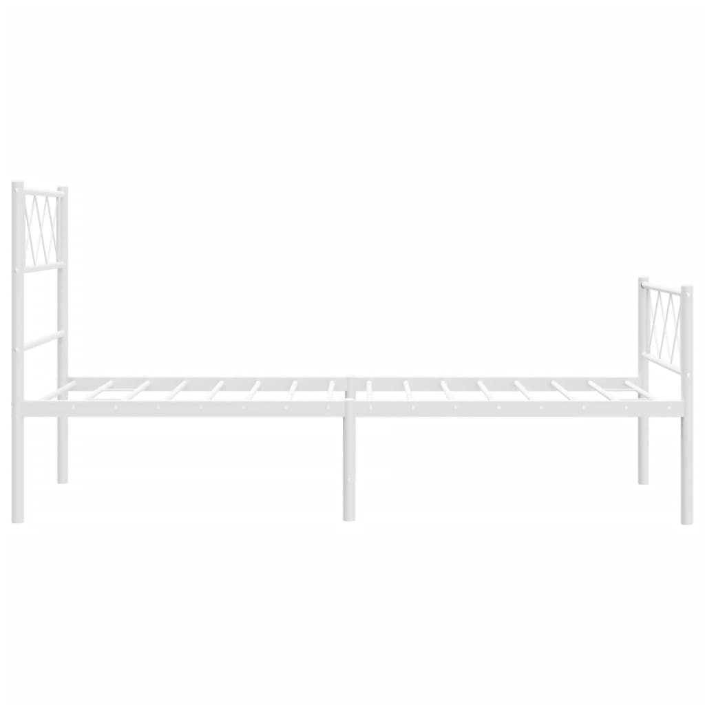 vidaXL Metal Bed Frame without Mattress with Footboard White 39.4"x74.8"