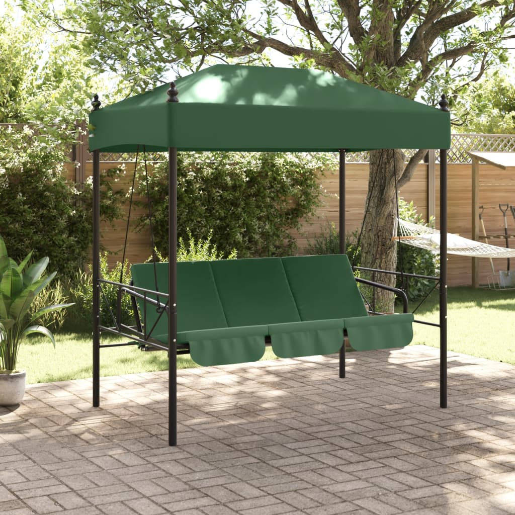 vidaXL Patio Swing Bench with Canopy Green Steel