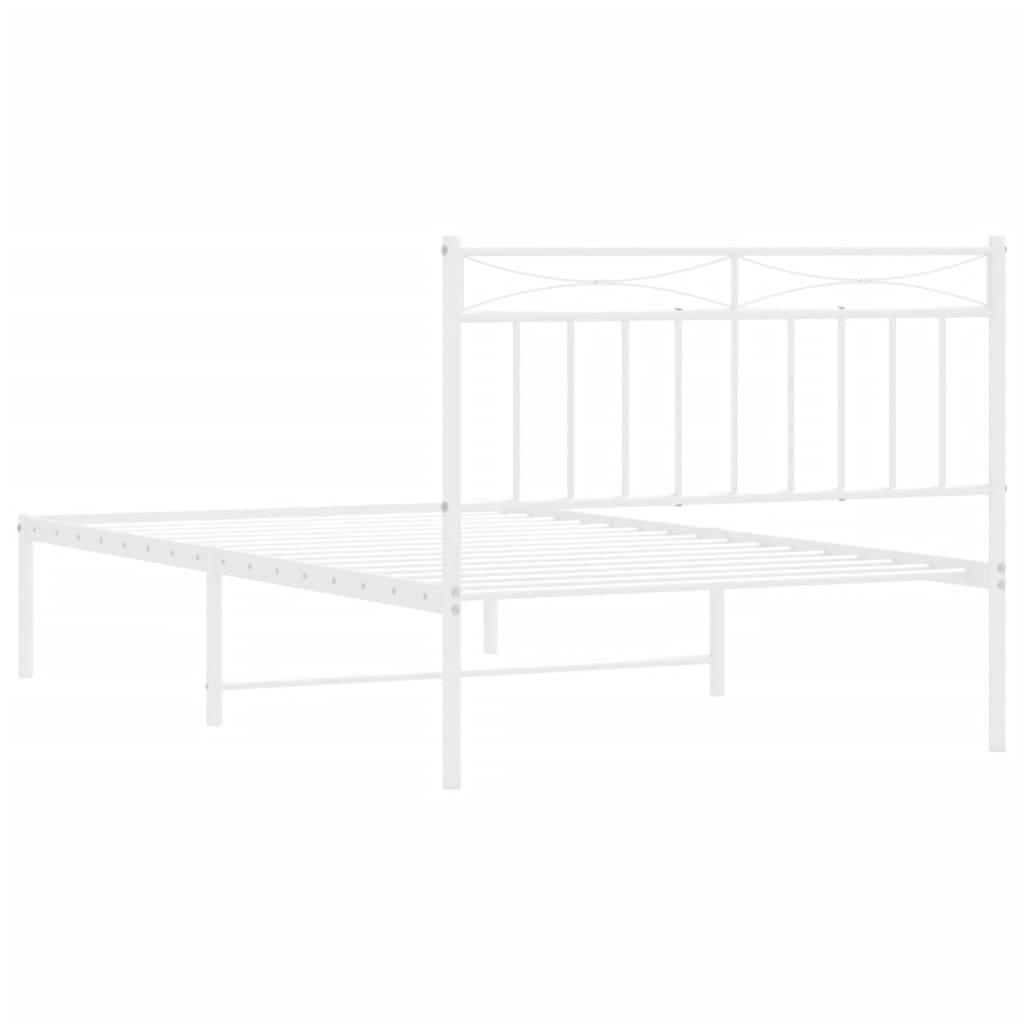 vidaXL Metal Bed Frame without Mattress with Headboard White 39.4"x78.7"