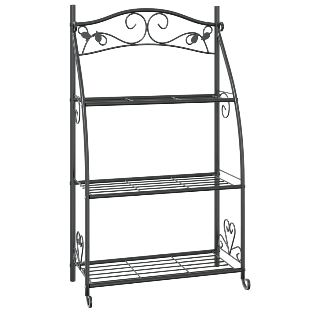 vidaXL Flower Rack Black 22"x11.8"x37.8" Steel