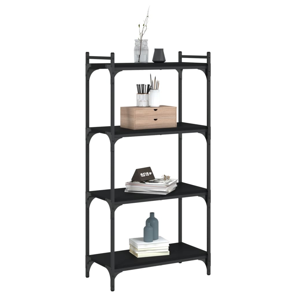 vidaXL Bookcase 4-Tier Black 23.6"x11.8"x47.2" Engineered Wood