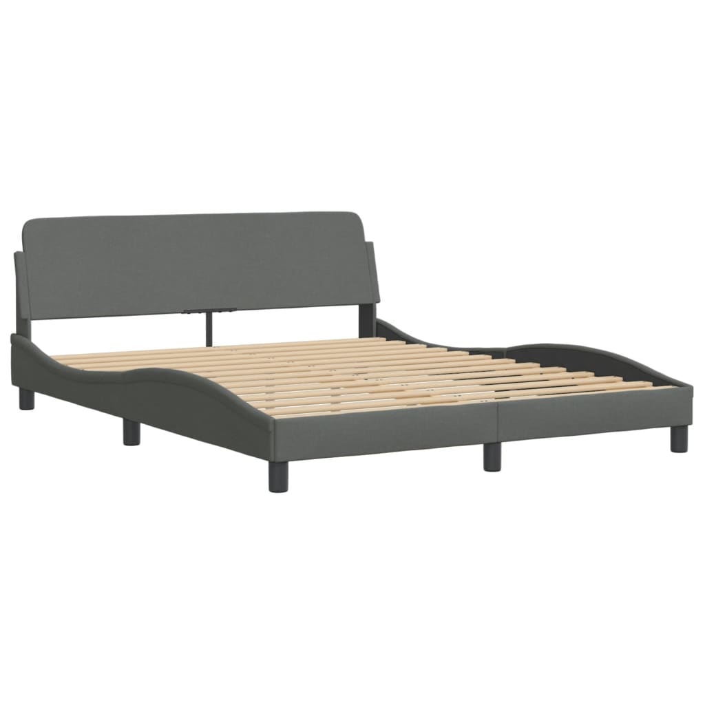 vidaXL Bed Frame with Headboard Dark Gray 59.8"x79.9" Queen Fabric