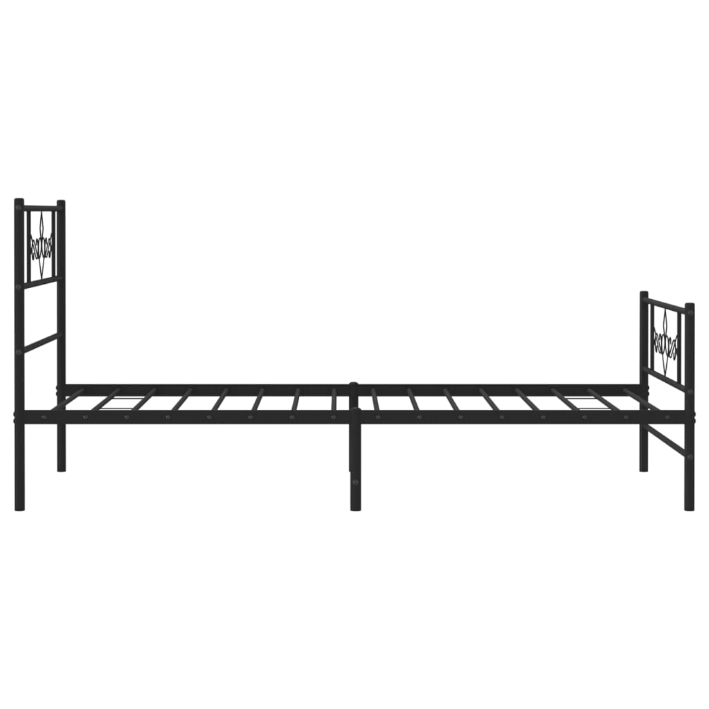 vidaXL Metal Bed Frame without Mattress with Footboard Black 39.4"x78.7"