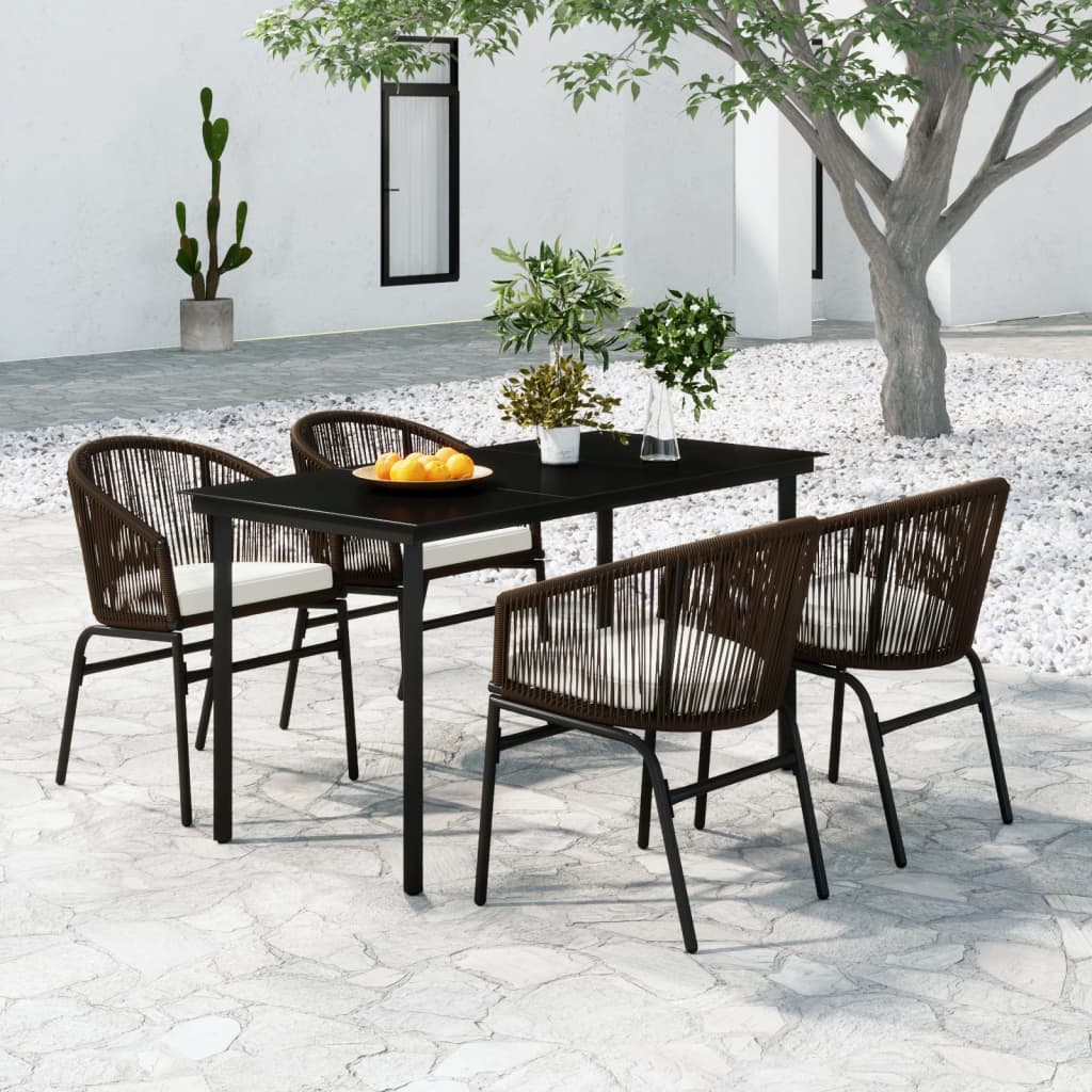 vidaXL 5 Piece Patio Dining Set Brown