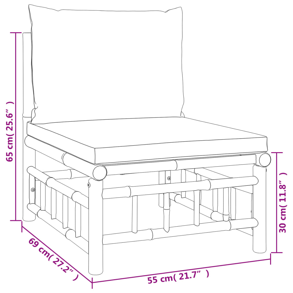 vidaXL 12 Piece Patio Lounge Set with Cream White Cushions Bamboo