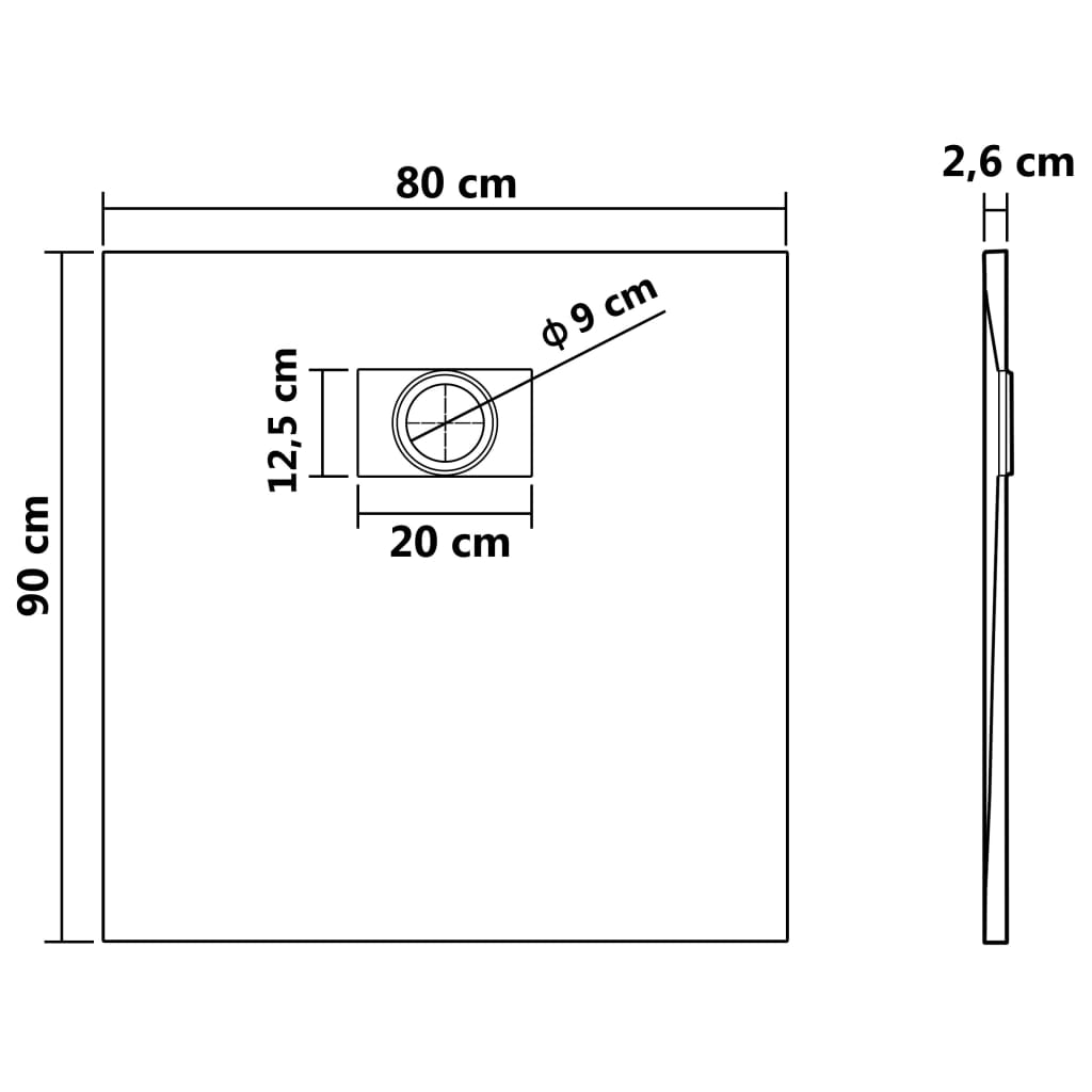 vidaXL Shower Base Tray SMC Brown 35.4"x31.5"