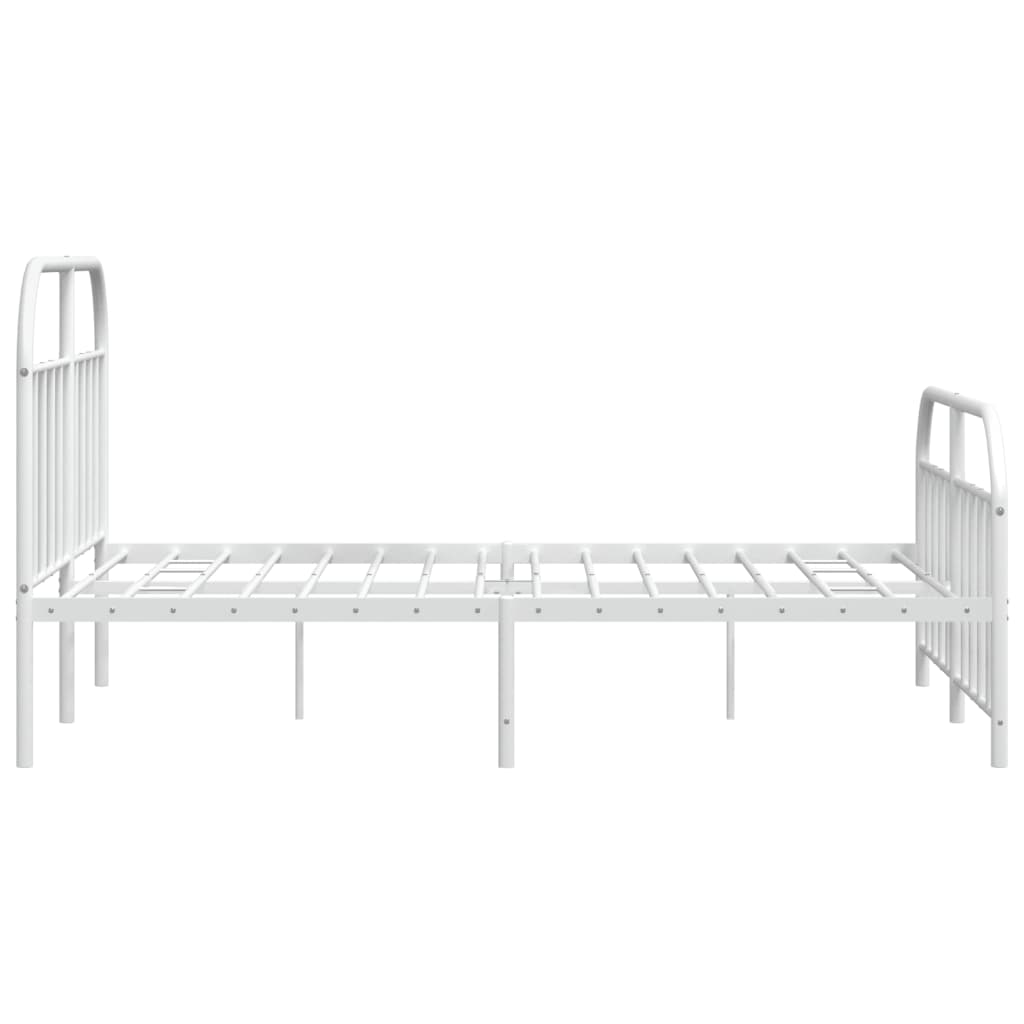 vidaXL Metal Bed Frame with Headboard and Footboard White 59.8"x78.7"