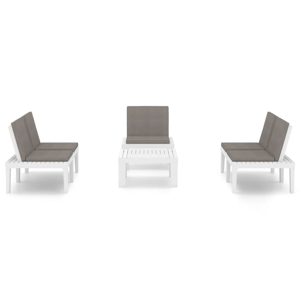 vidaXL 4 Piece Patio Lounge Set with Cushions Plastic White