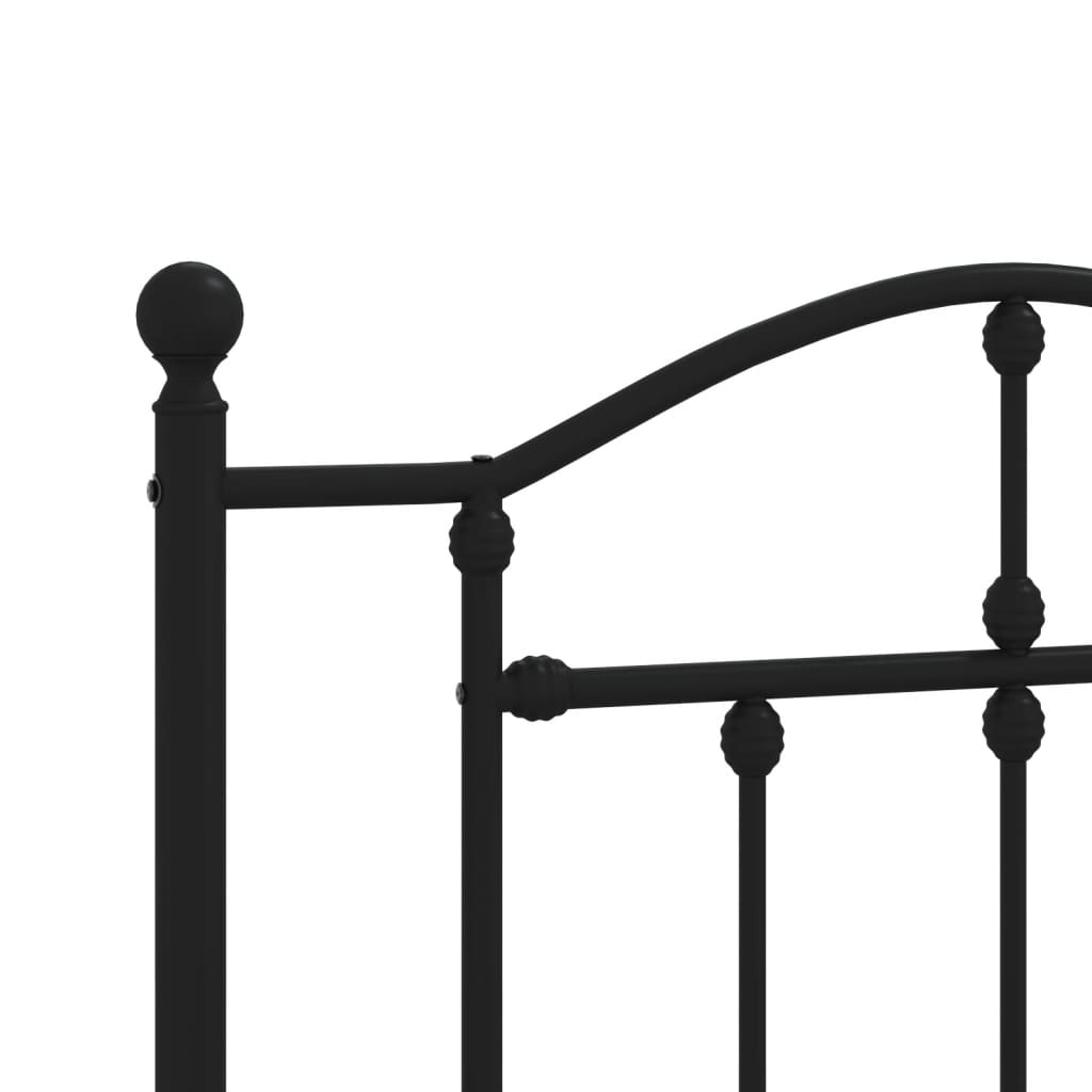 vidaXL Metal Bed Frame without Mattress with Headboard Black 39.4"x74.8"