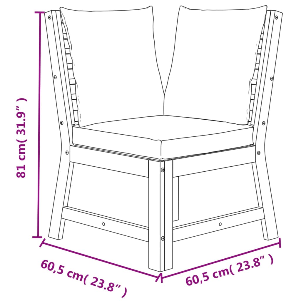 vidaXL 5 Piece Patio Dining Set with Cushions Solid Wood Acacia