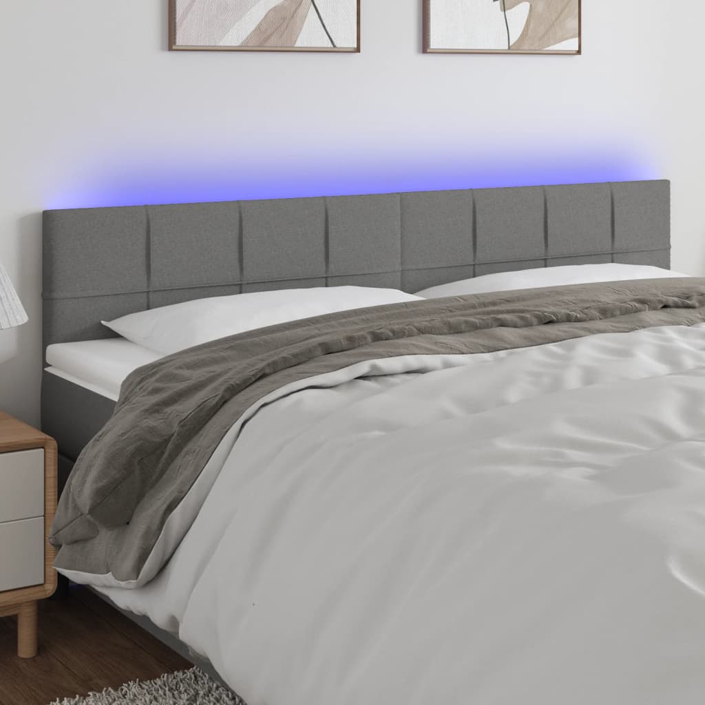 vidaXL LED Headboard Dark Gray 70.9"x2"x30.7"/34.6" Fabric