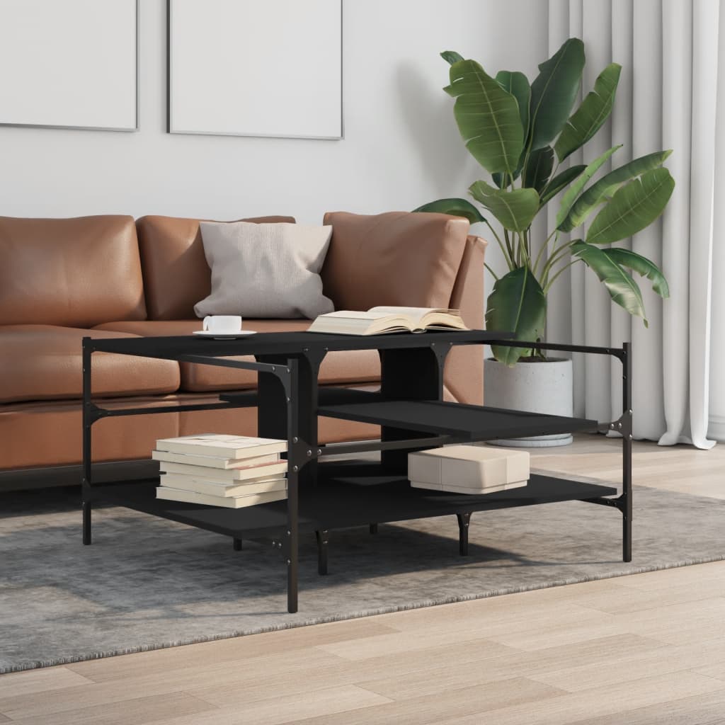 vidaXL Coffee Table Black 39.4"x39.4"x19.1" Engineered Wood