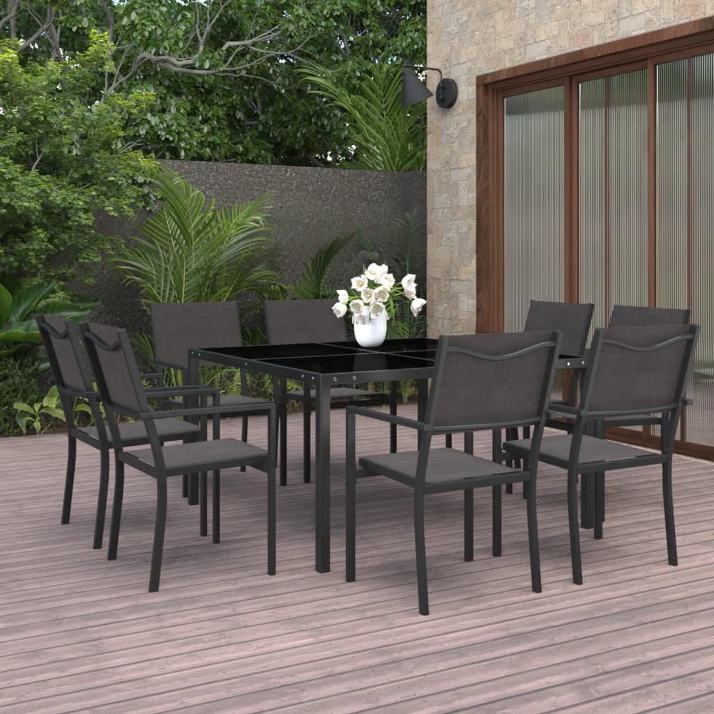 vidaXL 9 Piece Patio Dining Set Steel