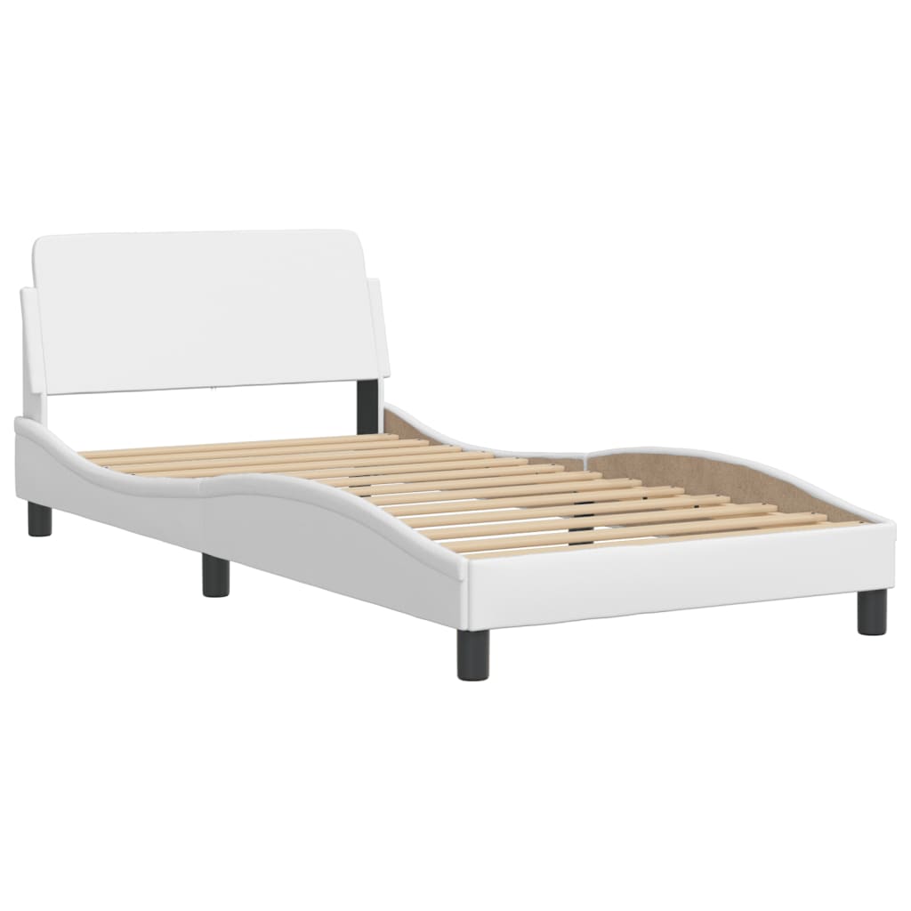 vidaXL Bed Frame without Mattress White 39.4"x74.8" Faux Leather