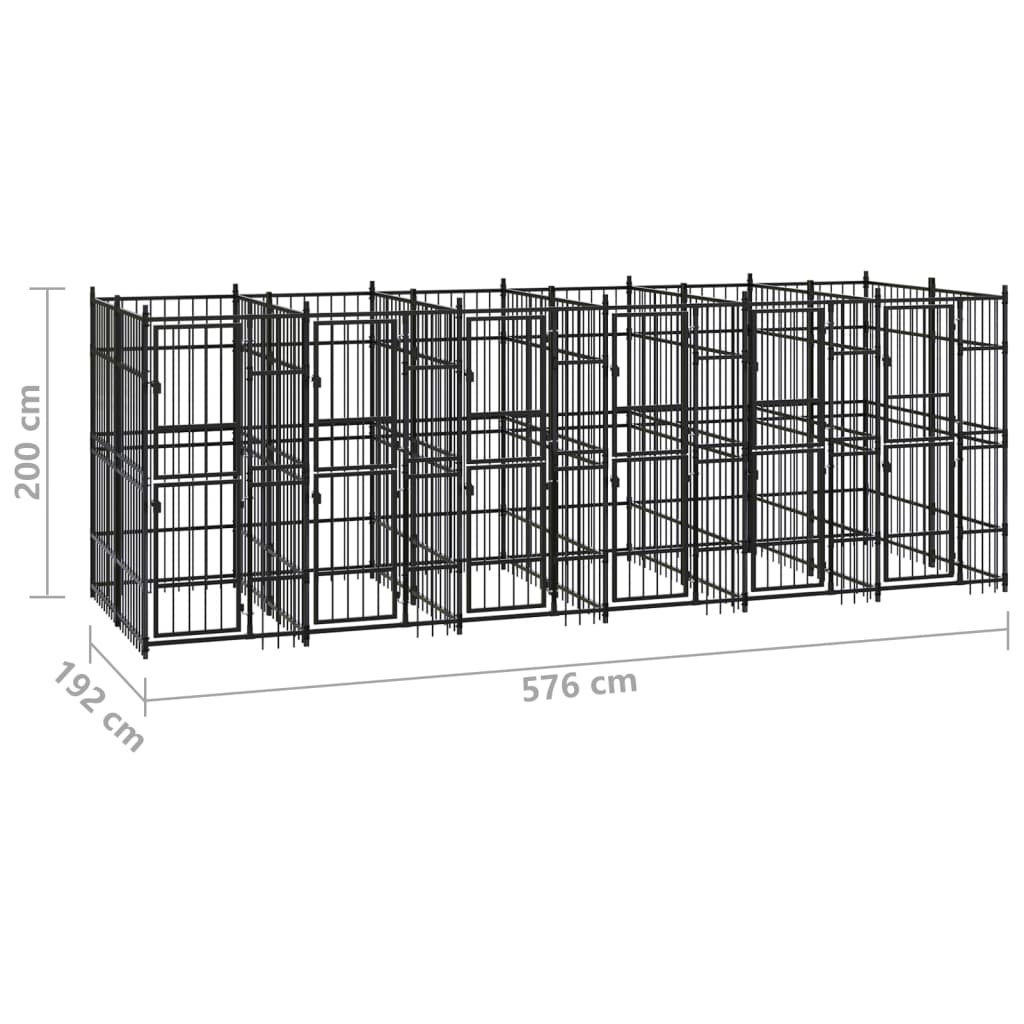 vidaXL Outdoor Dog Kennel Steel 119 ft²